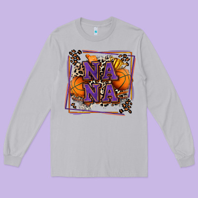 Basketball Nana With Leopard Long Sleeve Tee Designed By Zillion Design Studio