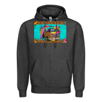 Charcoal Heather hippie van floral skinny metal can holder Zipper Hoodie - HRA Design Shop
