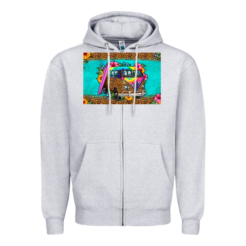 Hippie Van Floral Skinny Metal Can Holder Zipper Hoodie by HRA Design Shop | Teevron
