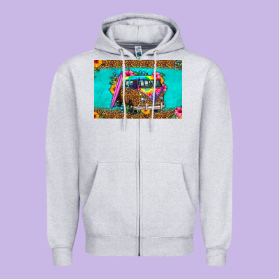 Hippie Van Floral Skinny Metal Can Holder Zipper Hoodie Designed By Hra Design Shop