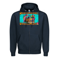 Navy hippie van floral skinny metal can holder Zipper Hoodie - HRA Design Shop