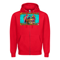 Red hippie van floral skinny metal can holder Zipper Hoodie - HRA Design Shop