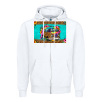White hippie van floral skinny metal can holder Zipper Hoodie - HRA Design Shop