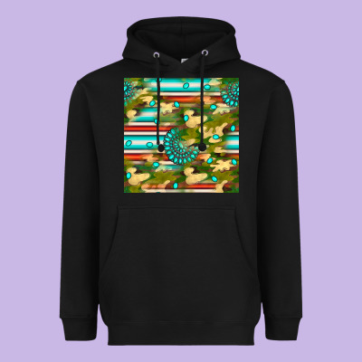 Camouflage Serape Gemstone Seamless Pattern Heavyweight Hoodie Designed By Bundleandbundleshop