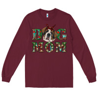 Burgundy christmas st. bernard dog mom Long Sleeve Tee - RanaPortraitStore