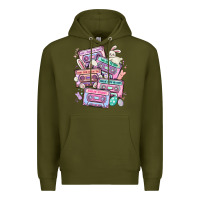 Army Green easter cassette tapes Premium Hoodie - MaliasSmallBusiness