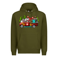 Army Green cna nurse truck with cactus and sunflowers Premium Hoodie - AdoDesignShop