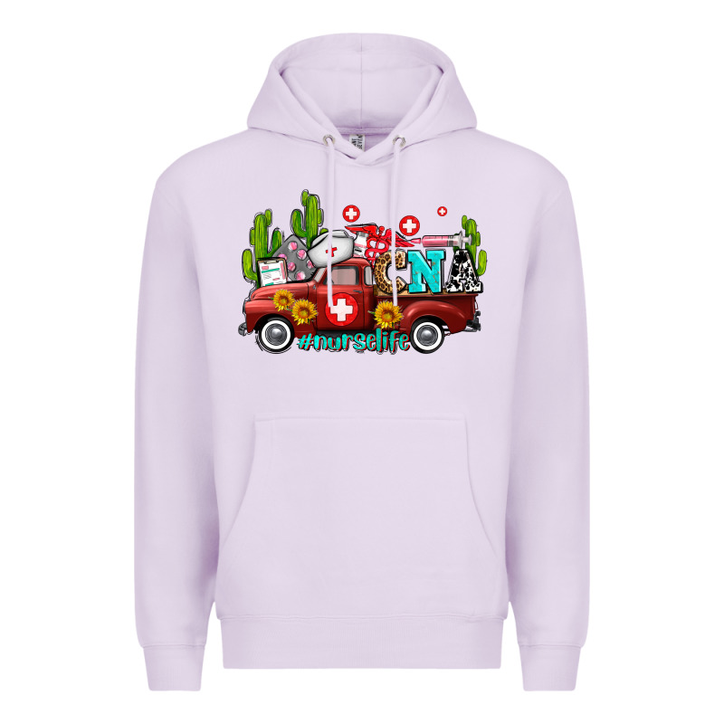 Cna Nurse Truck With Cactus And Sunflowers Premium Hoodie by AdoDesignShop | Teevron