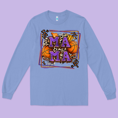 Basketball Mama With Leopard Long Sleeve Tee Designed By Zillion Design Studio