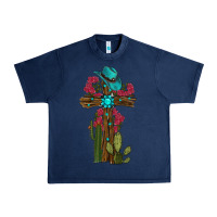Navy Gemstone Cross With Cactus Urban Heavy Tee - RanaPortraitStore
