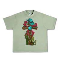 Oil Green Gemstone Cross With Cactus Urban Heavy Tee - RanaPortraitStore
