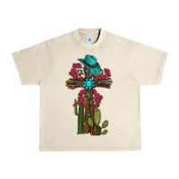 Sandshell Gemstone Cross With Cactus Urban Heavy Tee - RanaPortraitStore