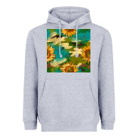 Heather Grey camouflage turquoise glitter sunflowers seamless pattern Heavyweight Hoodie - BundleAndBundleShop