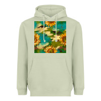 Matcha camouflage turquoise glitter sunflowers seamless pattern Heavyweight Hoodie - BundleAndBundleShop