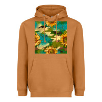 Meerkat camouflage turquoise glitter sunflowers seamless pattern Heavyweight Hoodie - BundleAndBundleShop