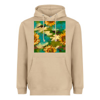 Mushroom camouflage turquoise glitter sunflowers seamless pattern Heavyweight Hoodie - BundleAndBundleShop