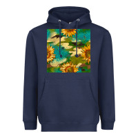 Navy camouflage turquoise glitter sunflowers seamless pattern Heavyweight Hoodie - BundleAndBundleShop
