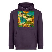 Plum camouflage turquoise glitter sunflowers seamless pattern Heavyweight Hoodie - BundleAndBundleShop