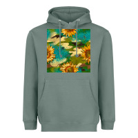 Sage camouflage turquoise glitter sunflowers seamless pattern Heavyweight Hoodie - BundleAndBundleShop