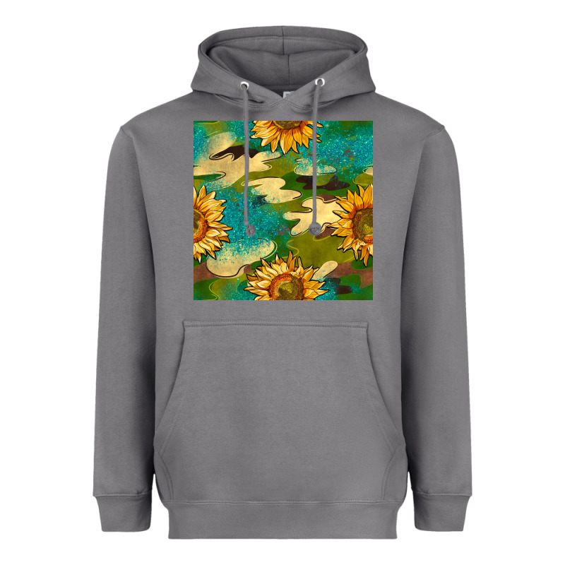 Camouflage Turquoise Glitter Sunflowers Seamless Pattern Heavyweight Hoodie by BundleAndBundleShop | Teevron