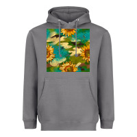Storm camouflage turquoise glitter sunflowers seamless pattern Heavyweight Hoodie - BundleAndBundleShop