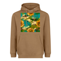 Toasted Coconut camouflage turquoise glitter sunflowers seamless pattern Heavyweight Hoodie - BundleAndBundleShop