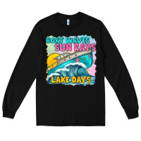 Black boat waves sun rays lake days Long Sleeve Tee - texasbilliewilder