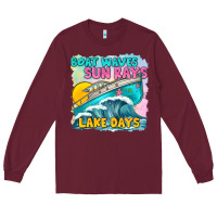 Burgundy boat waves sun rays lake days Long Sleeve Tee - texasbilliewilder
