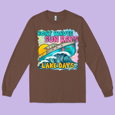 Boat Waves Sun Rays Lake Days Long Sleeve Tee Designed By Texasbilliewilder