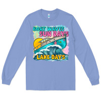 Colony Blue boat waves sun rays lake days Long Sleeve Tee - texasbilliewilder