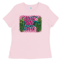 Bubblegum Pink stuck on you cactus Ladies Tee - BarkalooDesign