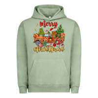 Pigment Oil Green merry christmas gingerbread truck Urban Hoodie - MaliasSmallBusiness