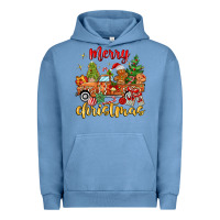 Pigment Pebble Blue merry christmas gingerbread truck Urban Hoodie - MaliasSmallBusiness