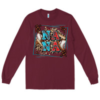 Burgundy baseball nana with leopard Long Sleeve Tee - Zillion Design Studio