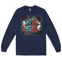 Navy baseball nana with leopard Long Sleeve Tee - Zillion Design Studio