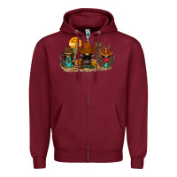 Burgundy western gnomies Zipper Hoodie - FaDigitalArtStudio