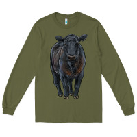 Army Green black angus cattle Long Sleeve Tee - RanaPortraitStore