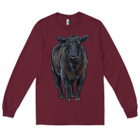 Burgundy black angus cattle Long Sleeve Tee - RanaPortraitStore