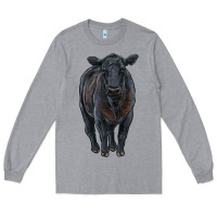 Heather Grey black angus cattle Long Sleeve Tee - RanaPortraitStore