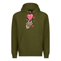 Army Green skeleton hand with sugar valentines day Premium Hoodie - MaliasSmallBusiness