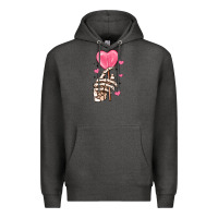 Charcoal Heather skeleton hand with sugar valentines day Premium Hoodie - MaliasSmallBusiness