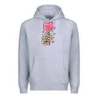 Heather Grey skeleton hand with sugar valentines day Premium Hoodie - MaliasSmallBusiness