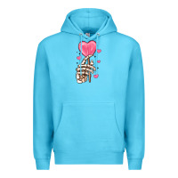 Ocean Blue skeleton hand with sugar valentines day Premium Hoodie - MaliasSmallBusiness