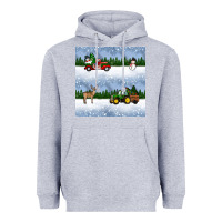 Heather Grey christmas snow truck seamless pattern Heavyweight Hoodie - BundleAndBundleShop