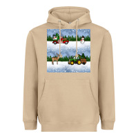 Mushroom christmas snow truck seamless pattern Heavyweight Hoodie - BundleAndBundleShop