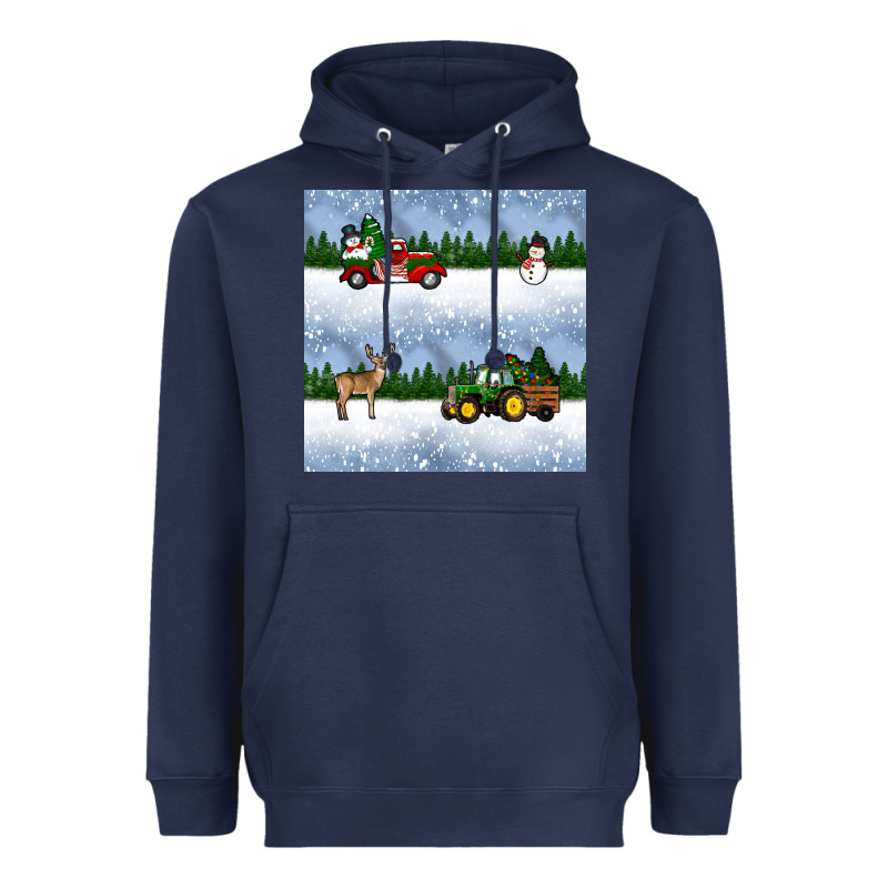 Christmas Snow Truck Seamless Pattern Heavyweight Hoodie by BundleAndBundleShop | Teevron