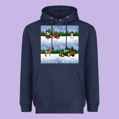 Christmas Snow Truck Seamless Pattern Heavyweight Hoodie Designed By Bundleandbundleshop