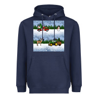 Navy christmas snow truck seamless pattern Heavyweight Hoodie - BundleAndBundleShop