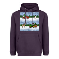 Plum christmas snow truck seamless pattern Heavyweight Hoodie - BundleAndBundleShop