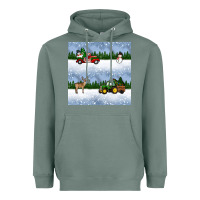 Sage christmas snow truck seamless pattern Heavyweight Hoodie - BundleAndBundleShop